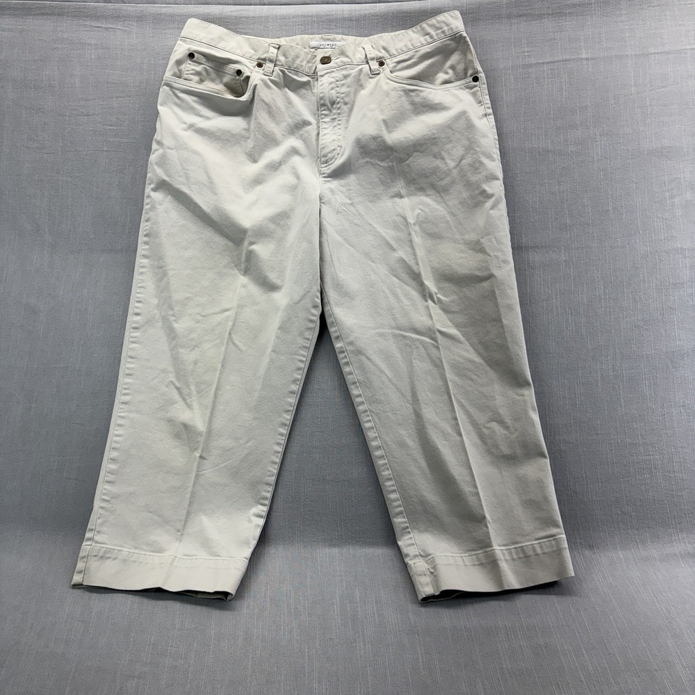 Jones Sport Stretch Women's White Capri Pants Size 16 Cotton Blend Cropped
